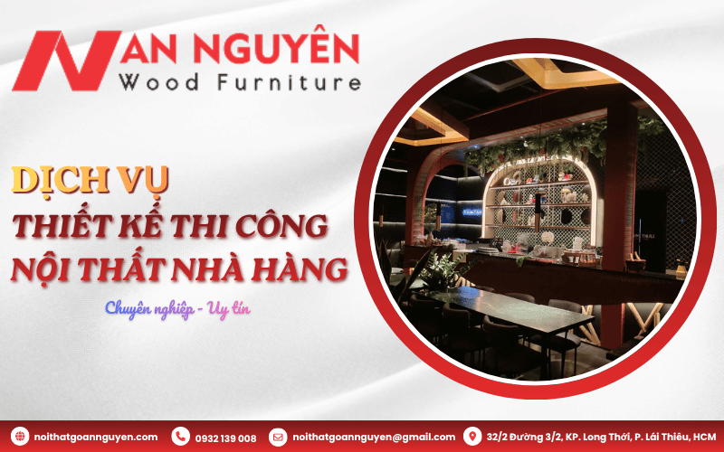 Dịch vụ thiết kế thi công nội thất nhà hàng chuyên nghiệp, uy tín tại Bình Dương